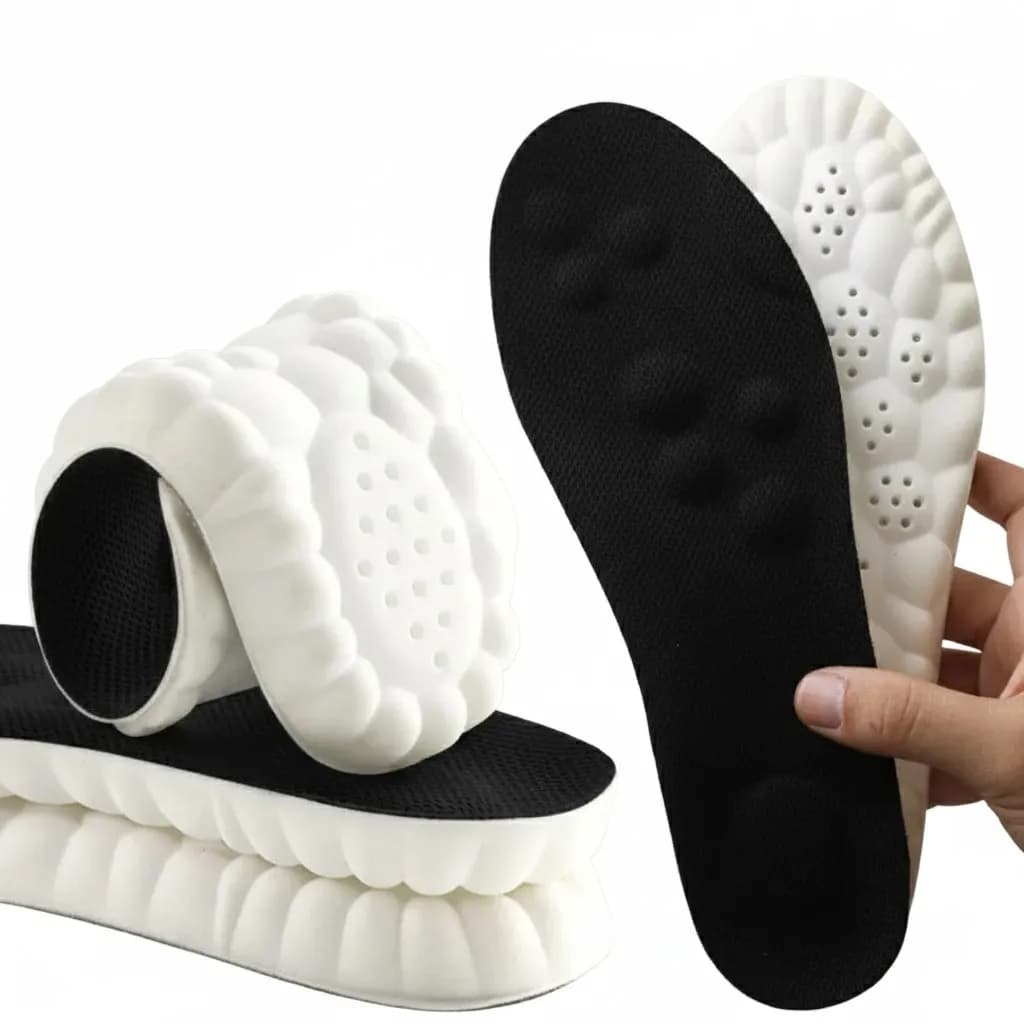 PU Leather Massage Insoles Black 39-45