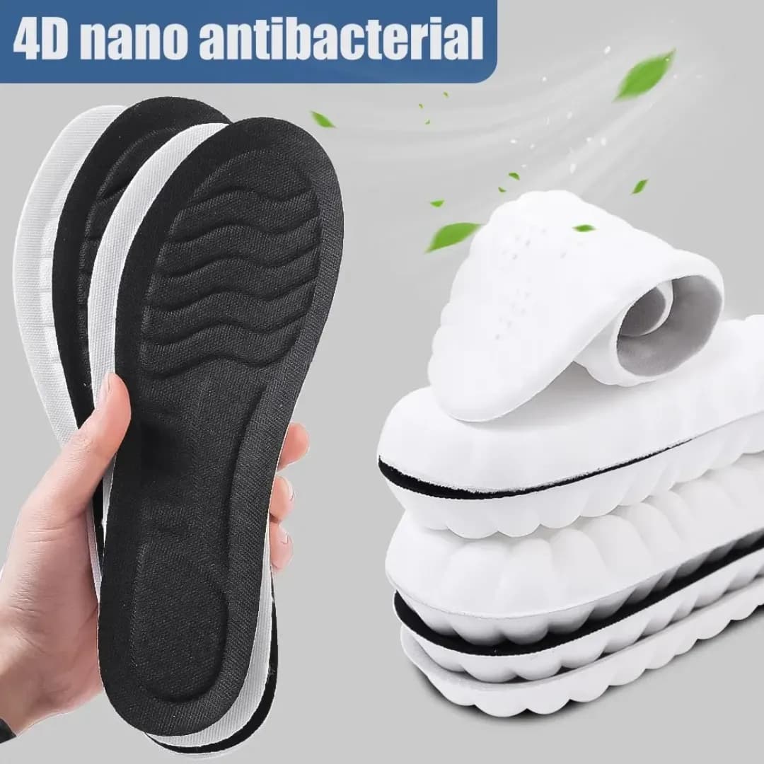 4D Nano Antibacterial PU Leather Insoles Black