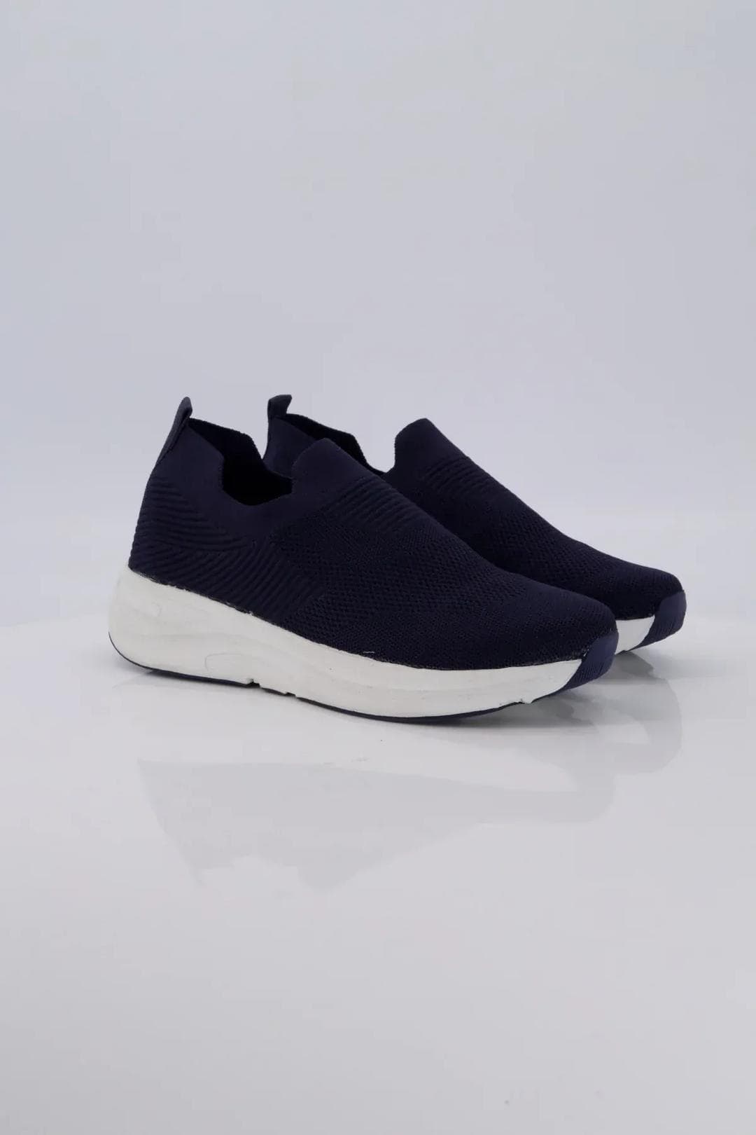 Navy Blue Slip-On Sneakers with White Sole