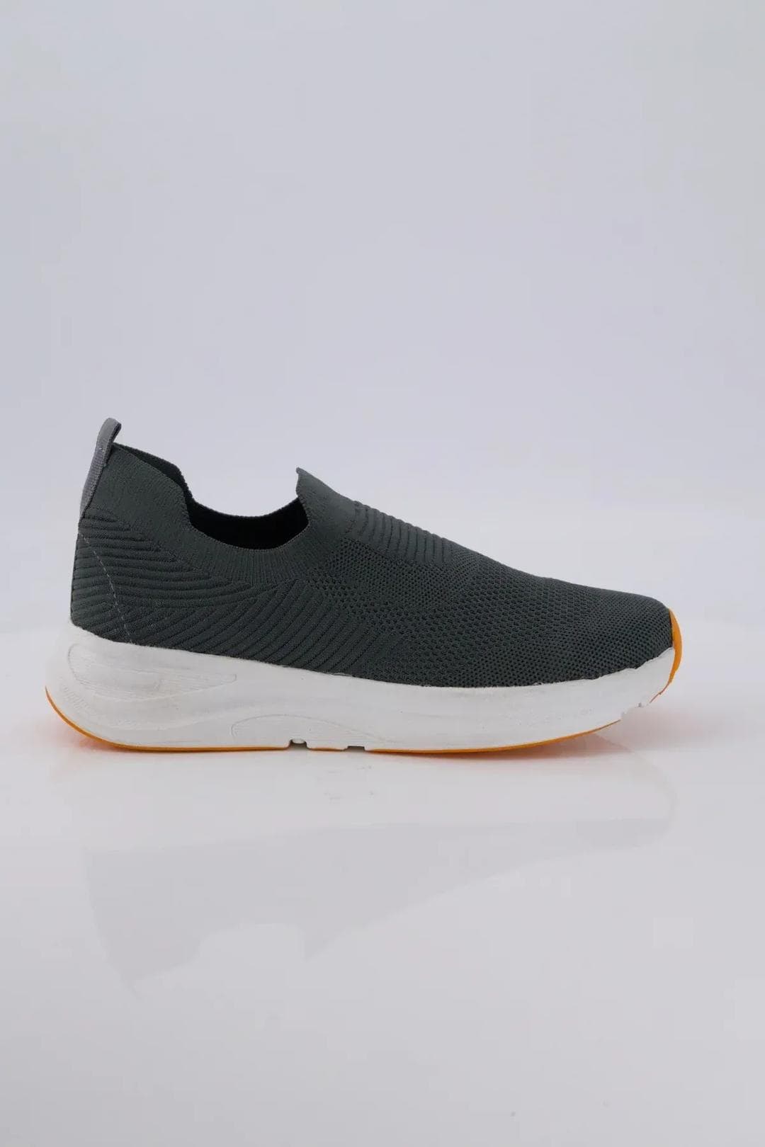 Gray Slip-On Sneakers with Orange Accents