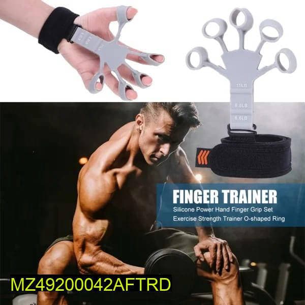 Finger Exerciser Adjustable Resistance Silicone Black Grey