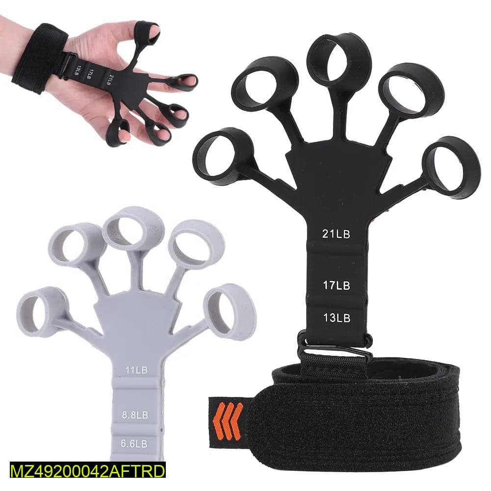 Finger Exerciser Adjustable Resistance Silicone Black Grey