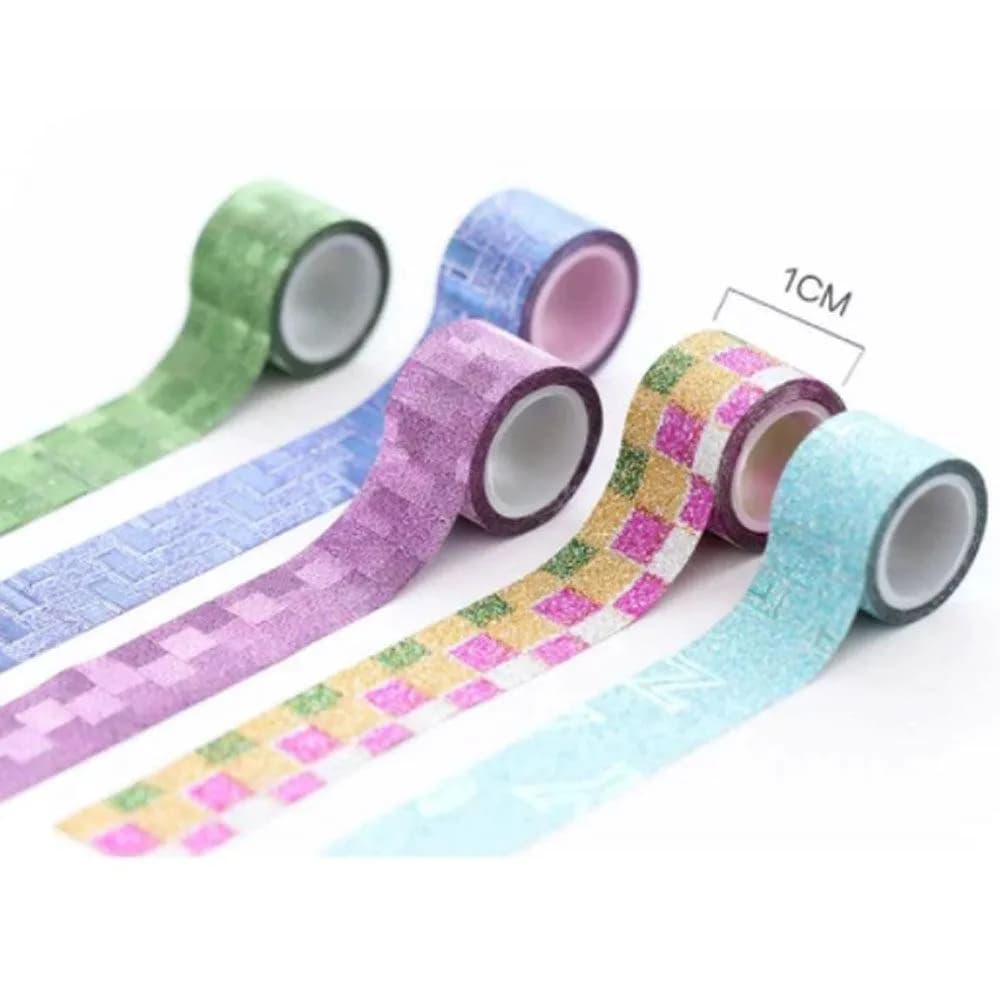 9Pcs Glitter Washi Tape Set Multicolor ABS