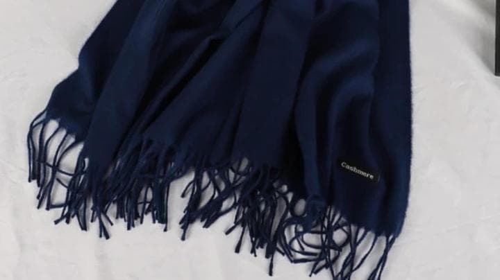 Premium Cashmere Shawl Navy Blue Winter Warm Elegant
