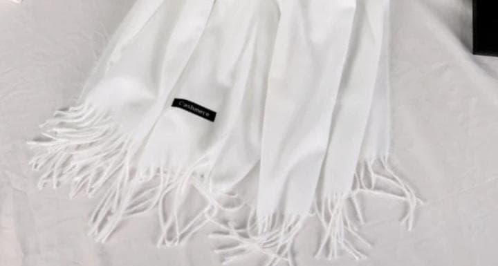 Premium Cashmere Shawl White Winter Warm Elegant Drape