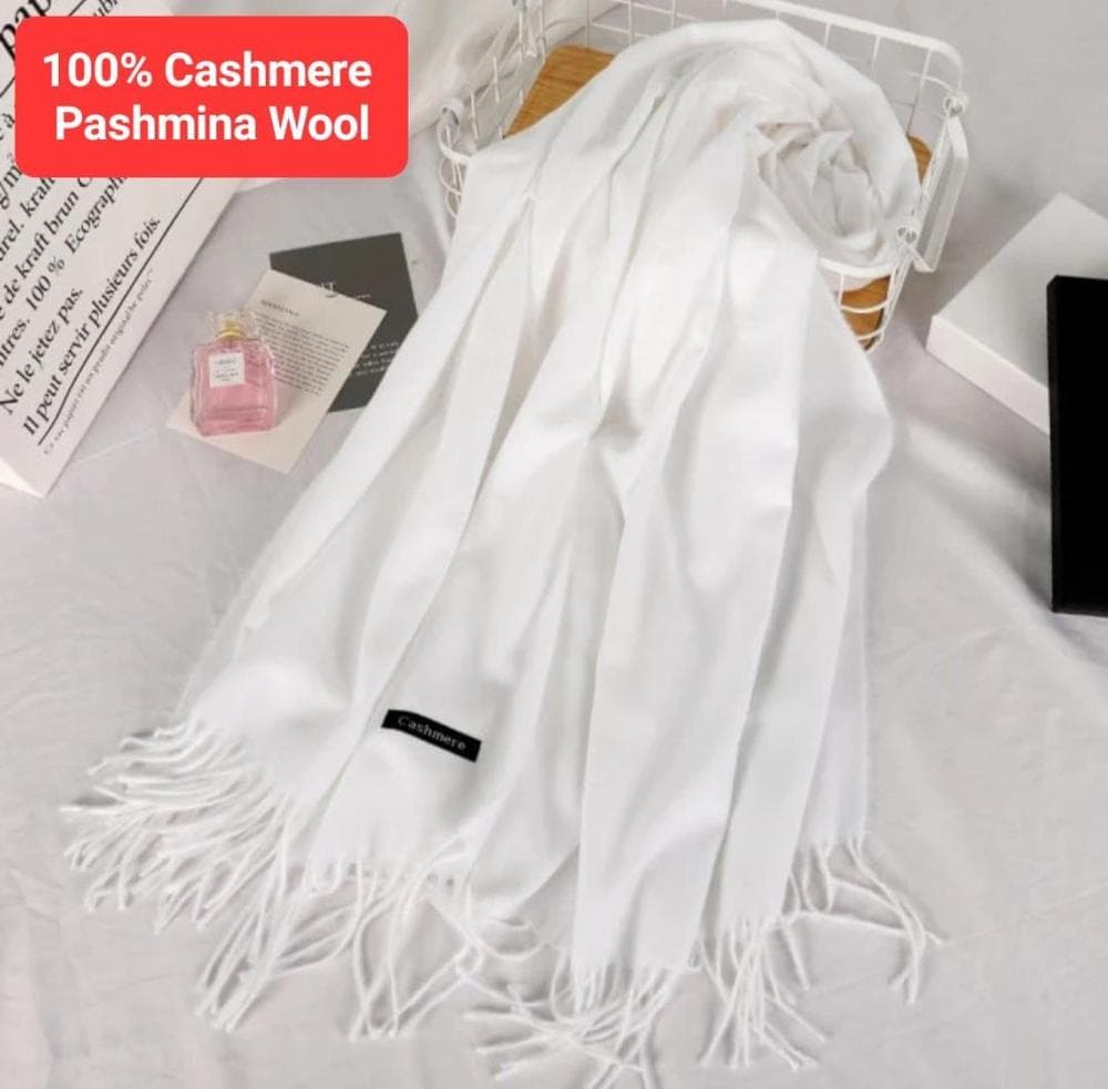 Premium Cashmere Shawl White Winter Warm Elegant Drape