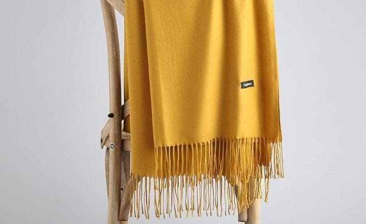 Mustard Cashmere Shawl for Winter Formal Wear