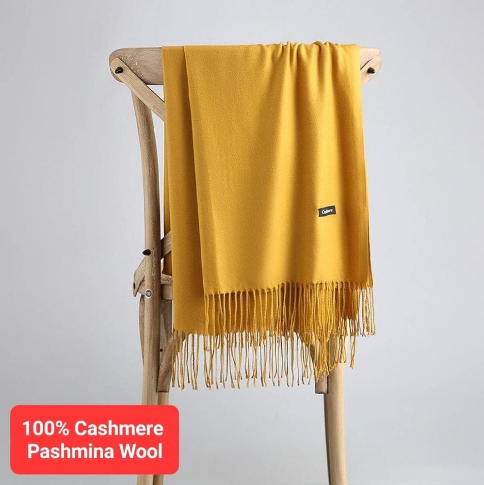 Mustard Cashmere Shawl for Winter Formal Wear