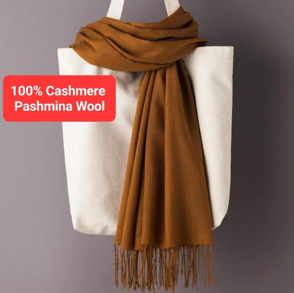 Premium Cashmere Shawl Brown Winter Warm Elegant Fringe