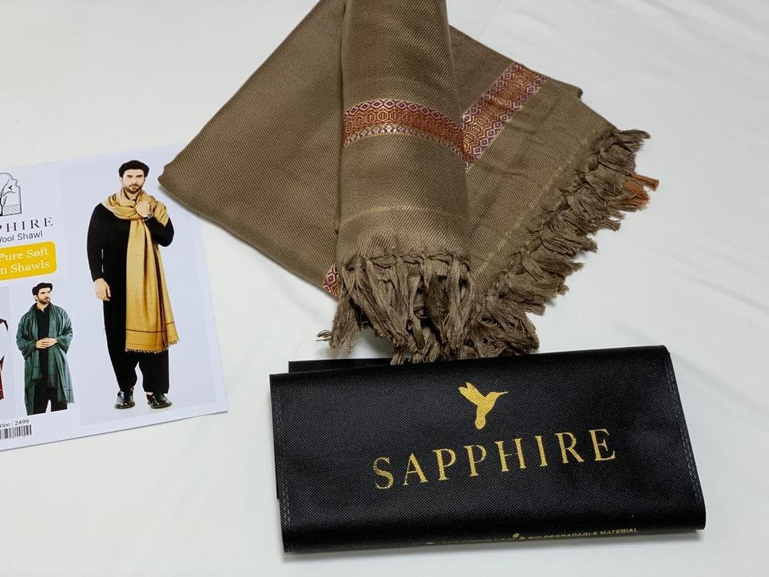 Premium Wool Shawl Brown 2.5 Gaz Winter Warm