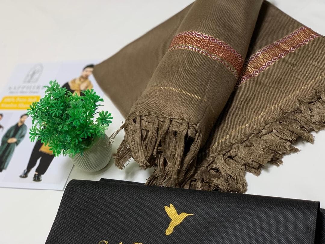 Premium Wool Shawl Brown 2.5 Gaz Winter Warm