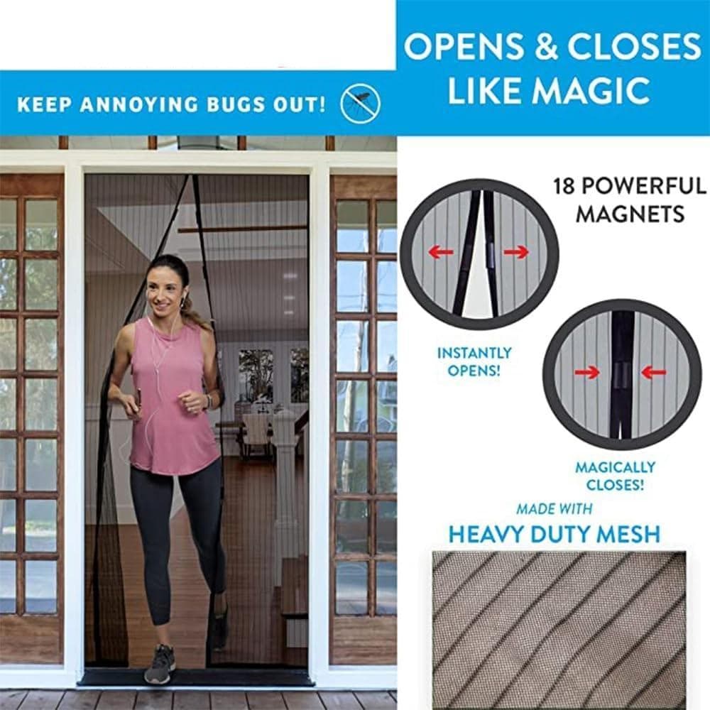 Mosquito Magnetic Mesh Curtain Black Single Sliding