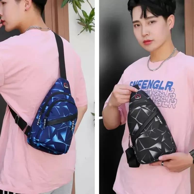 Red Black Geometric Crossbody Bag for Students & Professionals