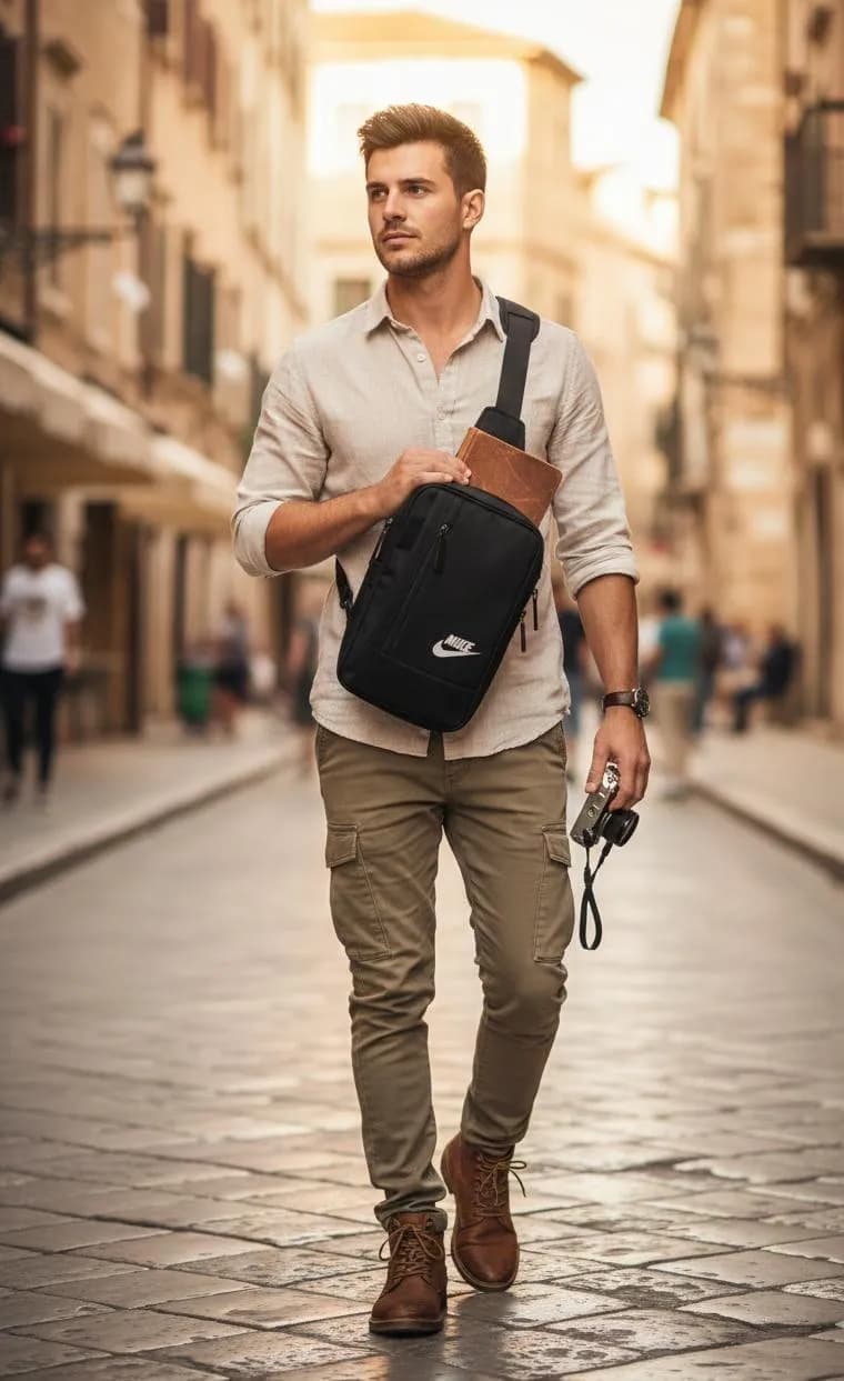 Black Nike Crossbody Bag for Men Women Waterproof Travel