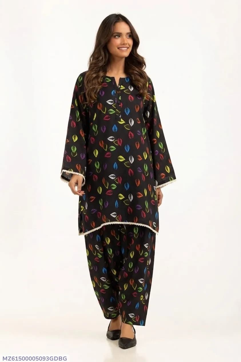 Women Black Printed 2-Piece Suit Bakra Eid