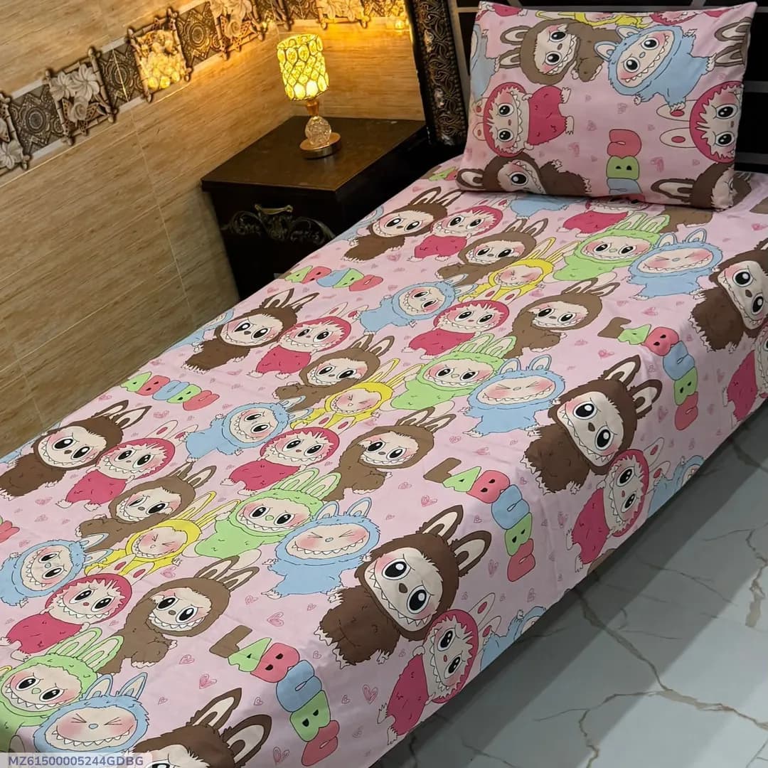 4 Pcs Cotton Printed Single Bedsheet
