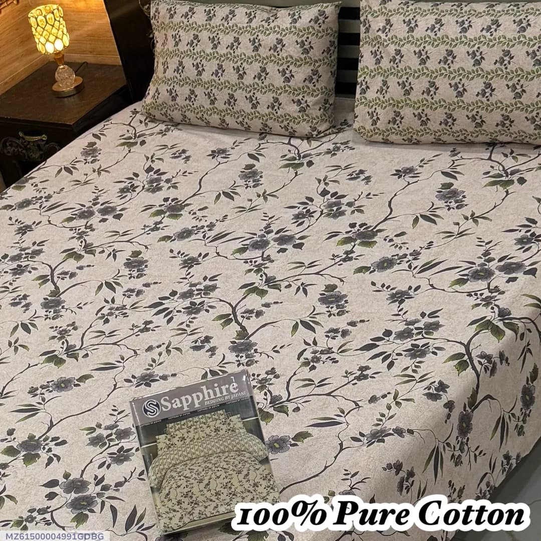 100% Pure Cotton Floral Bedsheet Set Double Bed