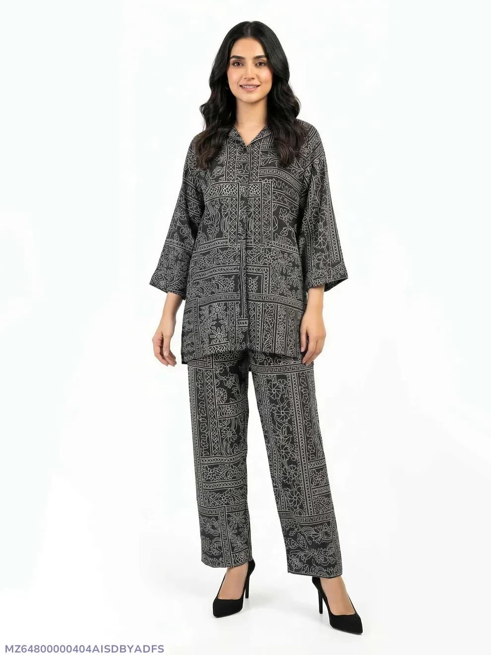 2 Pcs Women's Stitched Lawn Printed Shirt And Trouser