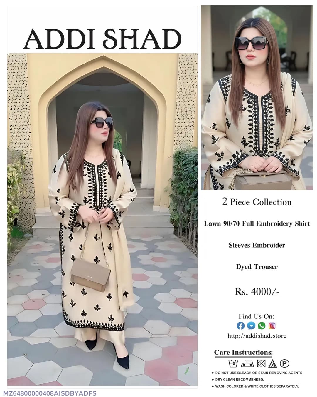 2 Pcs Women's Unstitched Embroidered Suit