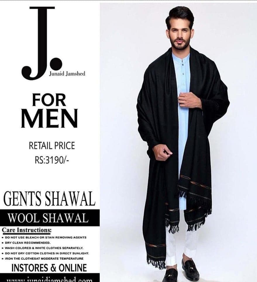 Men Wool Shawal Black Winter Warm Formal