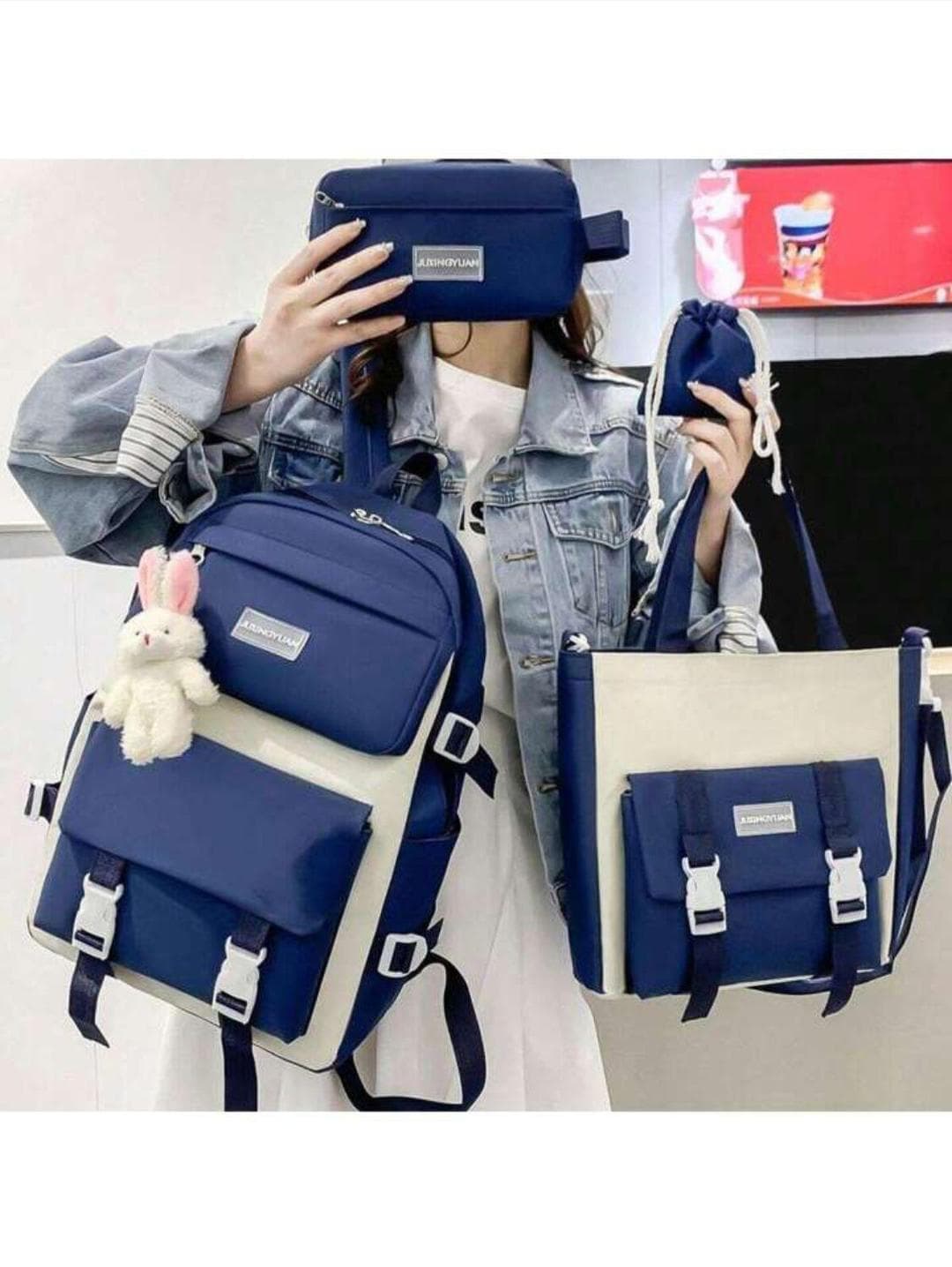 Navy Blue Multipurpose Backpack Set for Students