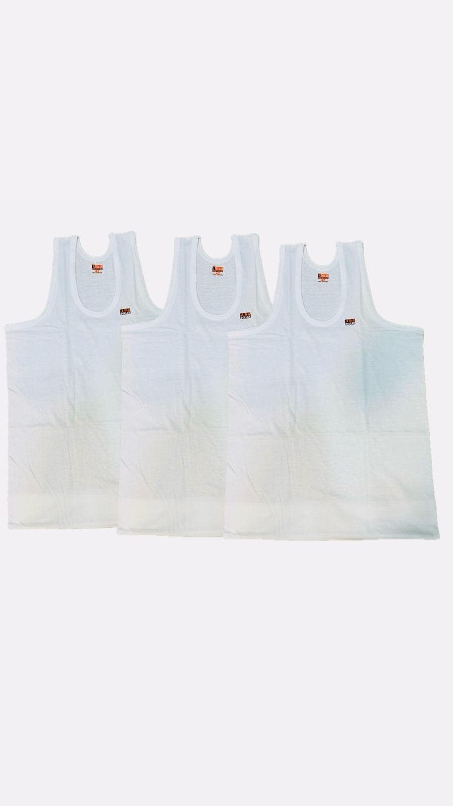 Men Cotton Undershirts Pack of 3 White Plain