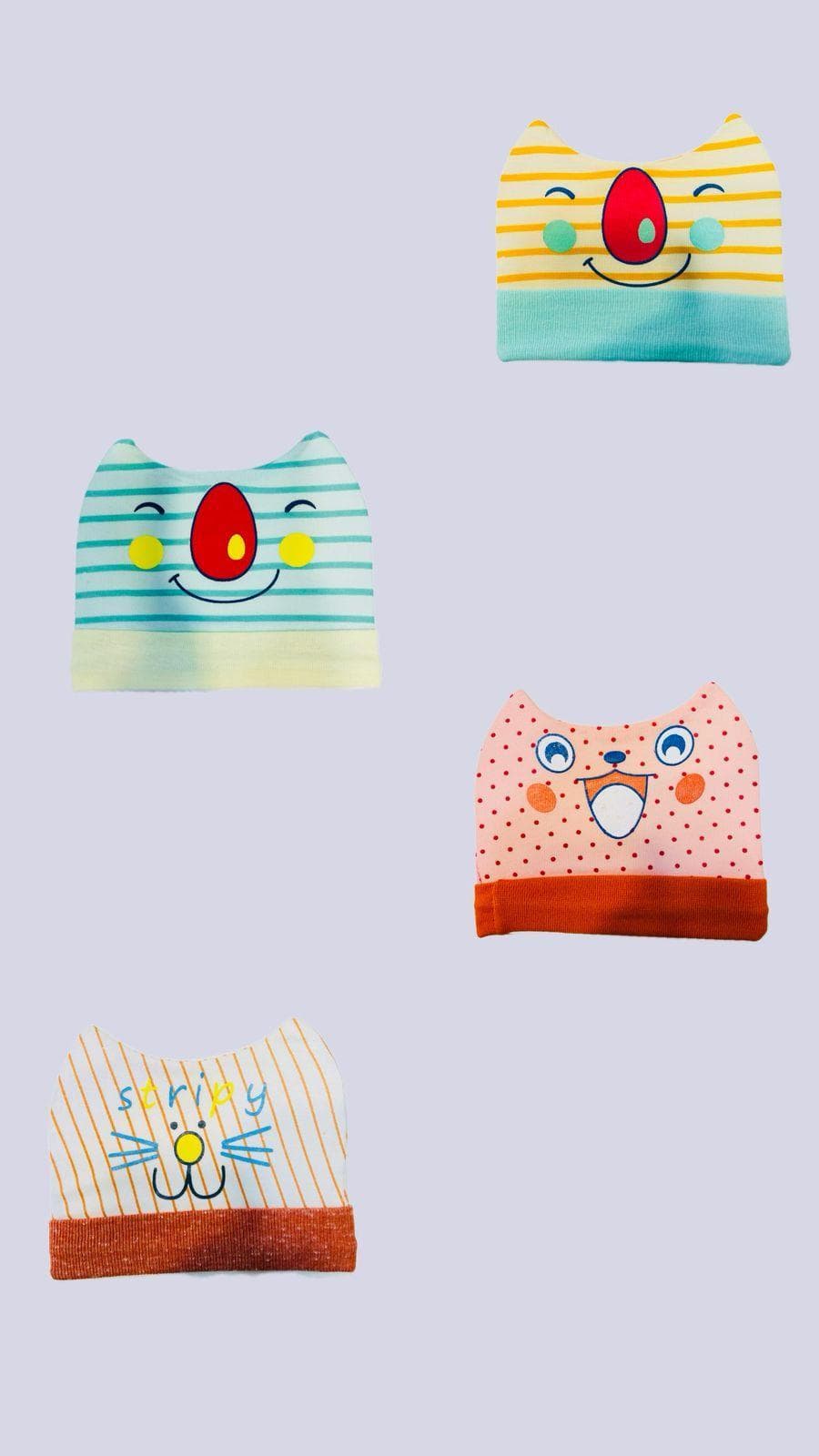 Unisex Cotton Animal Face Caps Pack of 3