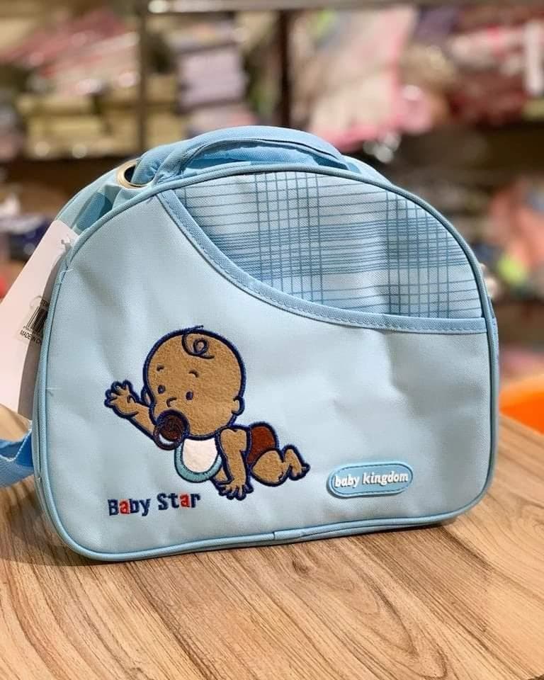 Stylish Blue Baby Bag with Embroidery for Daily Use