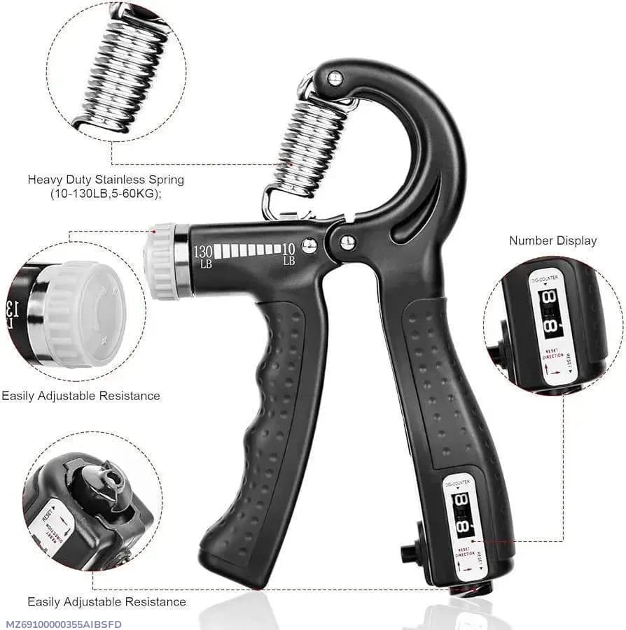 Countable Hand Gripper Adjustable Resistance Black