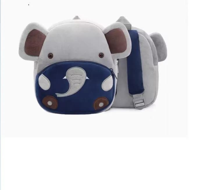 Elephant Themed Backpack for Kids Blue Gray PU Material
