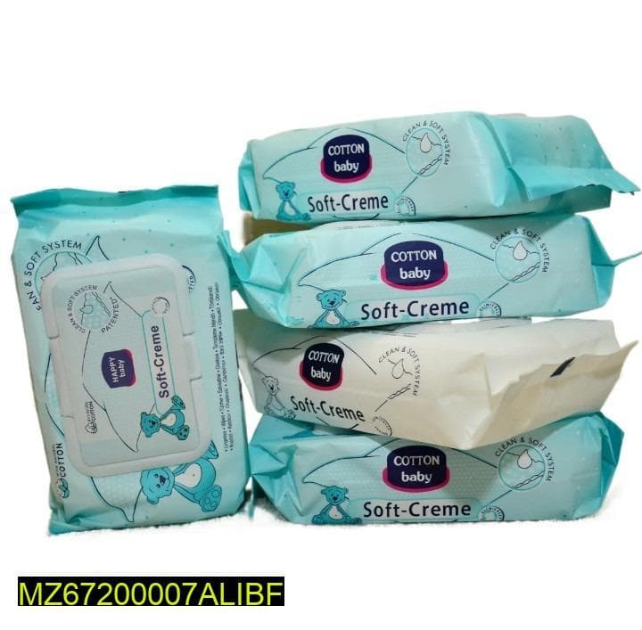 Premium Cotton Wet Wipes for Baby Skin, Alcohol-Free, Soft Grip