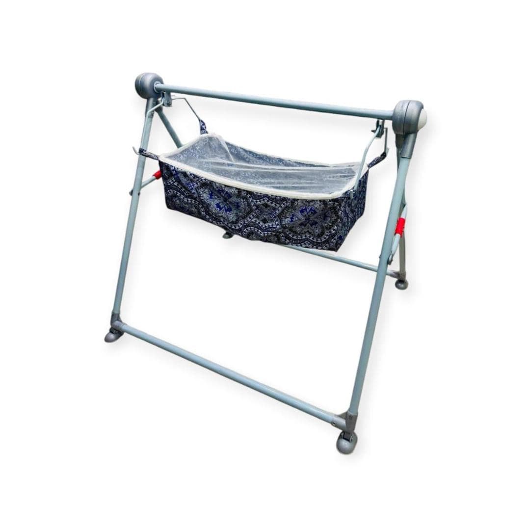 Foldable Baby Swing Blue White Mosquito Net