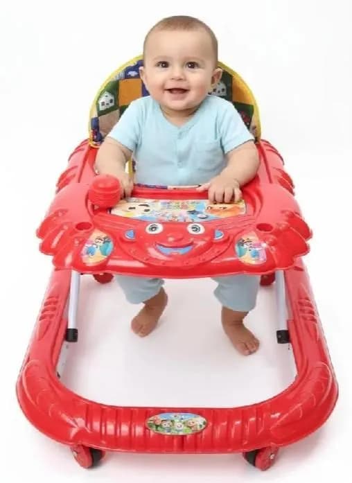 Premium 6-Wheel Baby Walker with Iron Frame & 5-Level Height Adjustment