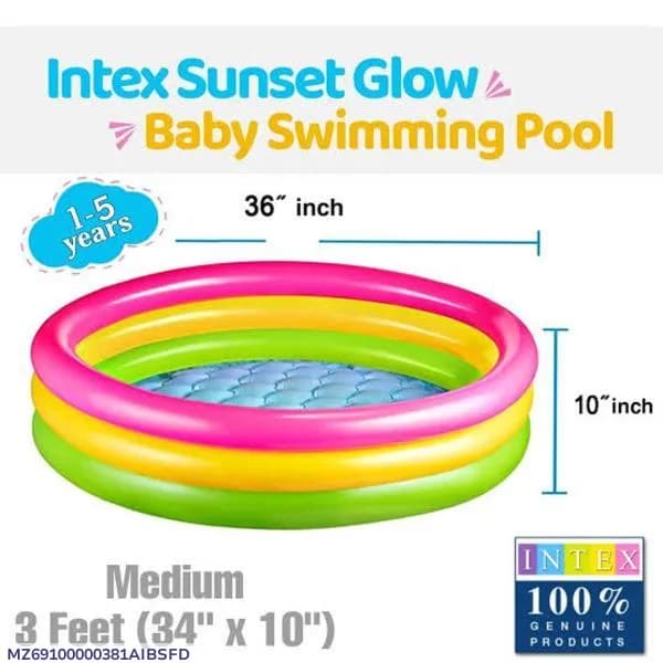 Intex 3 Feet Kids Swimming Pool Pink Green Vinyl
