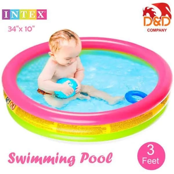 Intex 3 Feet Kids Swimming Pool Pink Green Vinyl