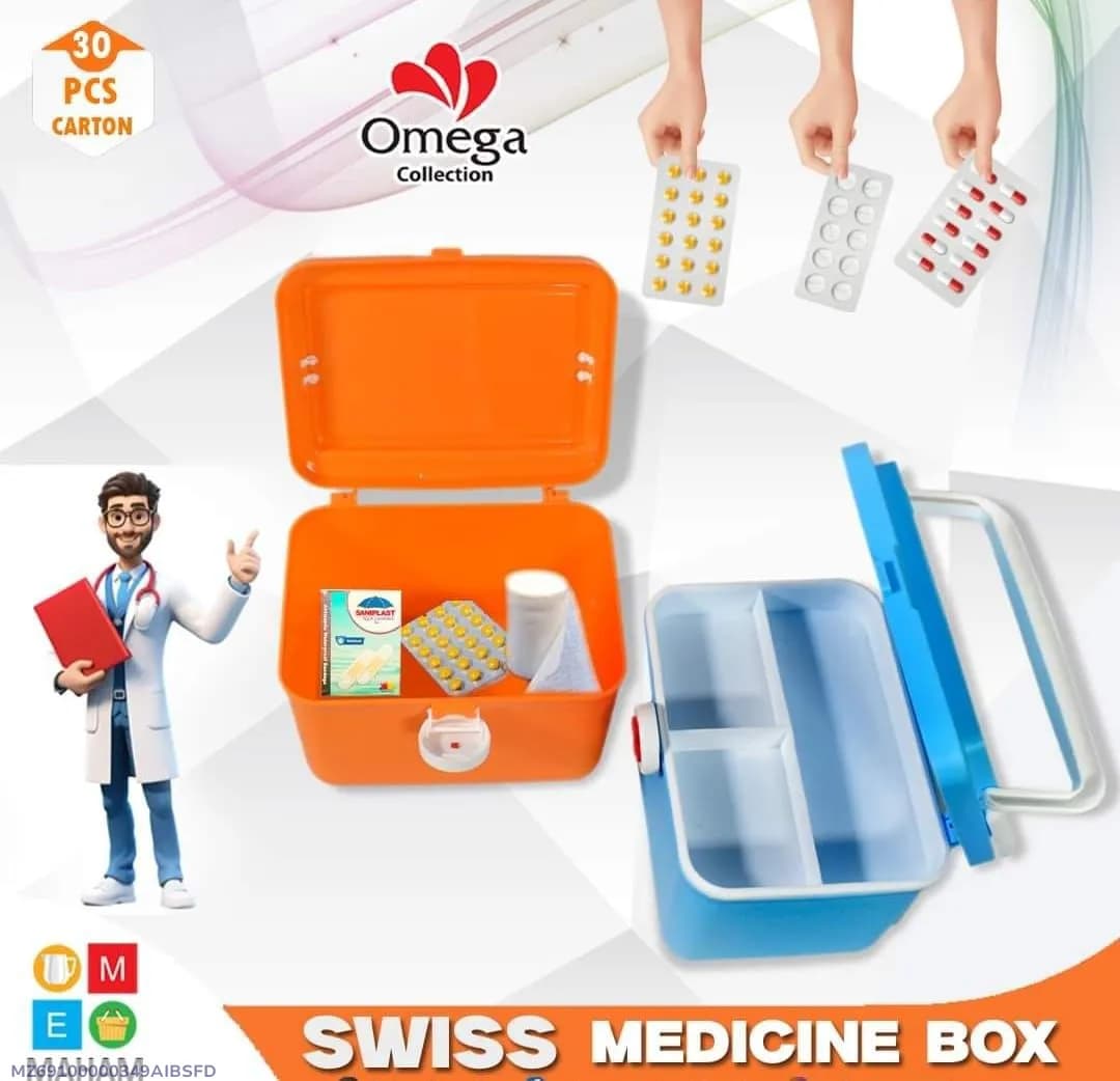Swiss Style Medicine Box Orange Blue 30Pcs