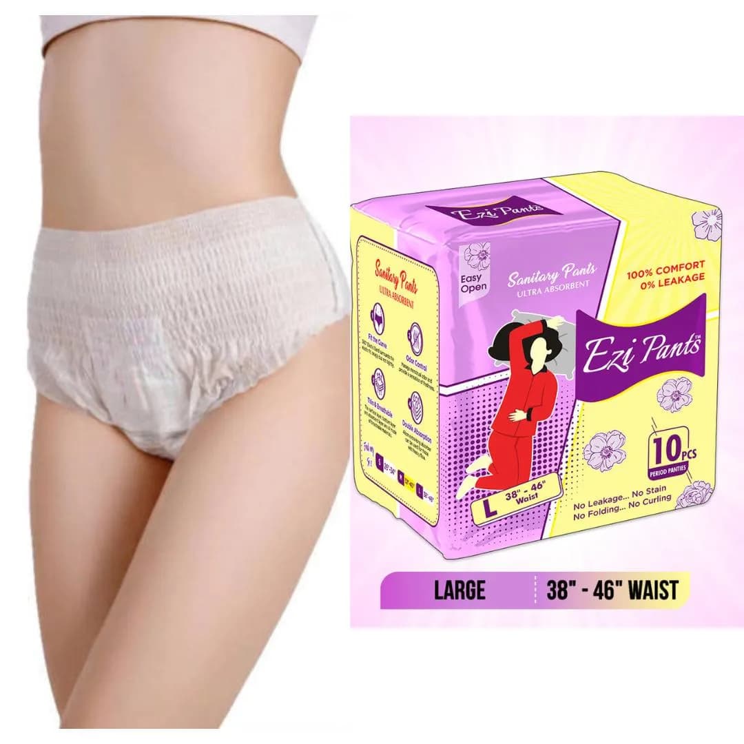EziPants Sanitary Pants Large White 10pcs
