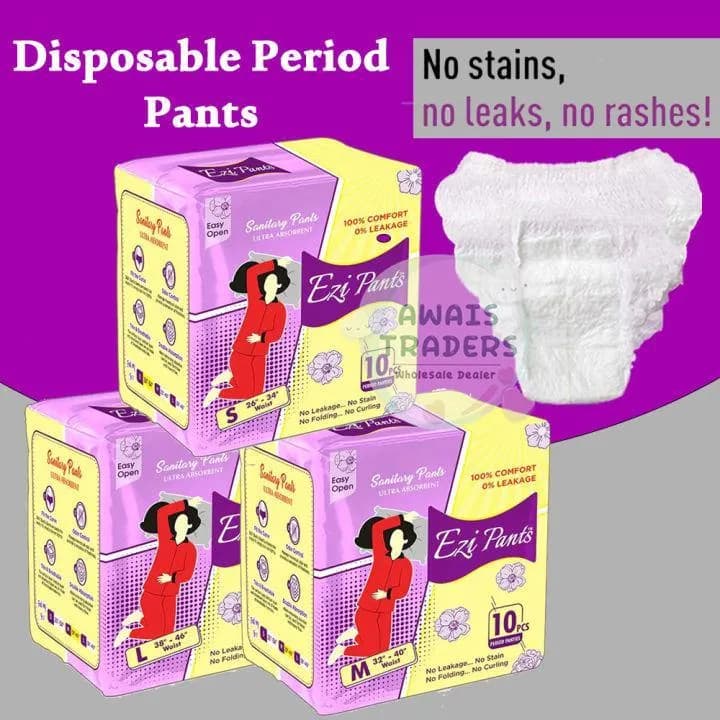 Disposable Period Pants EziPants White Spandex 10x10