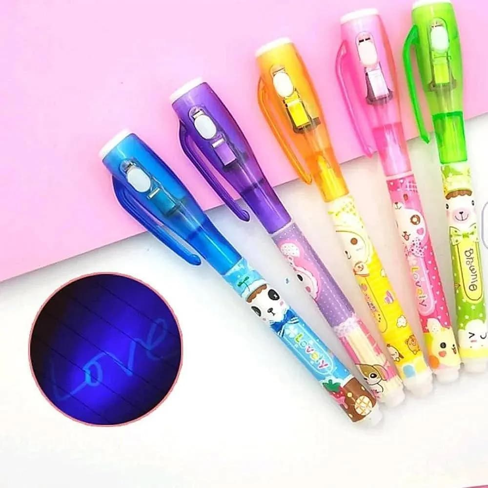 Multicolor Invisible Gel Pen with Built-in Light for Kids