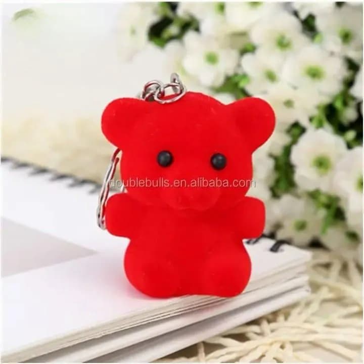 Red Teddy Bear Keychain ABS Plastic Decorative Party Gift