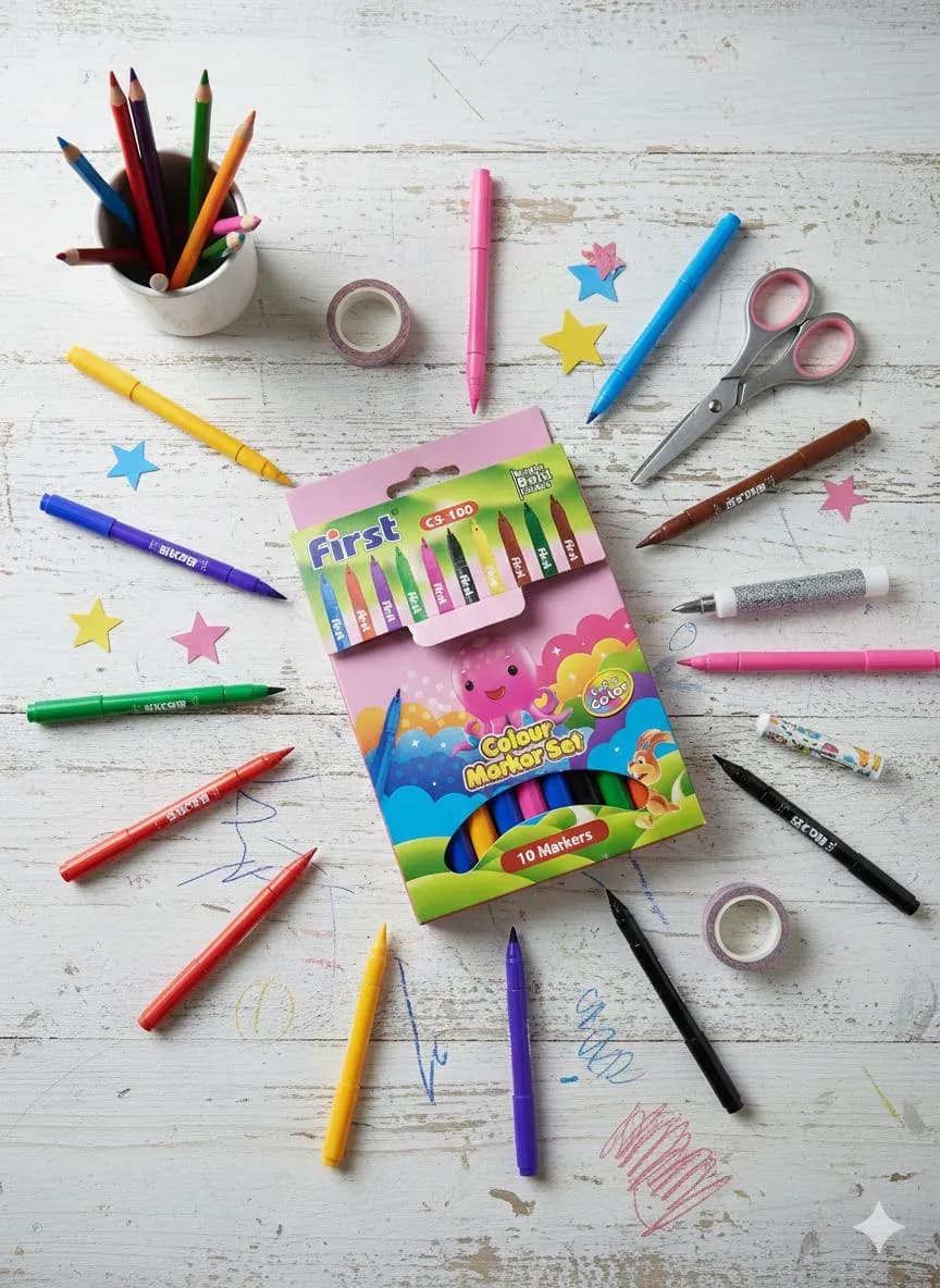 10 Pcs Multicolor Markers Set for Kids ABS Plastic