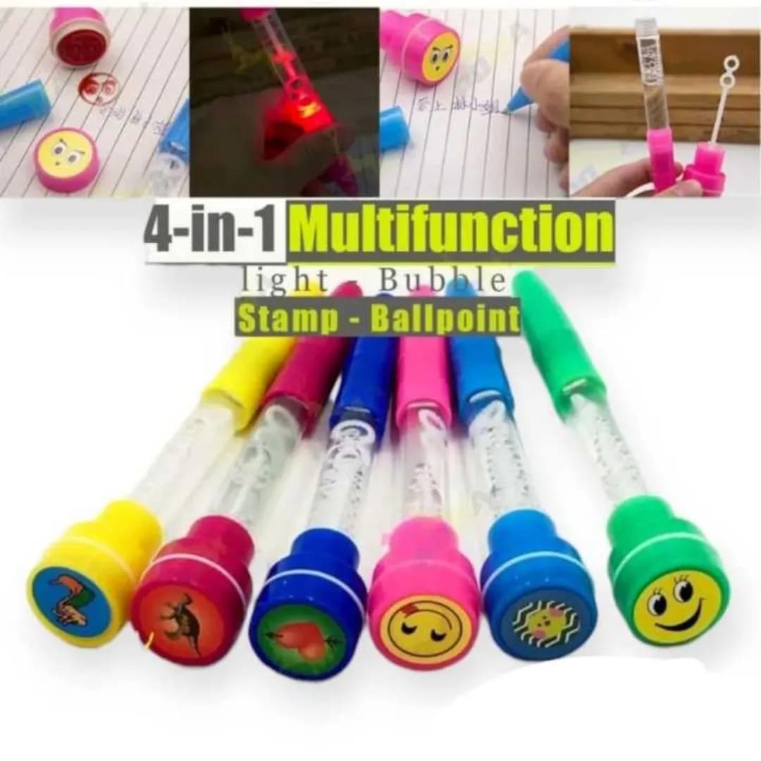 4-in-1 Multicolor Bubble Stamp Ball Pen for School Office Use