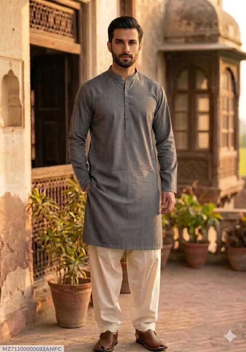 Men's Unstitched Khaddar Plain Kurta