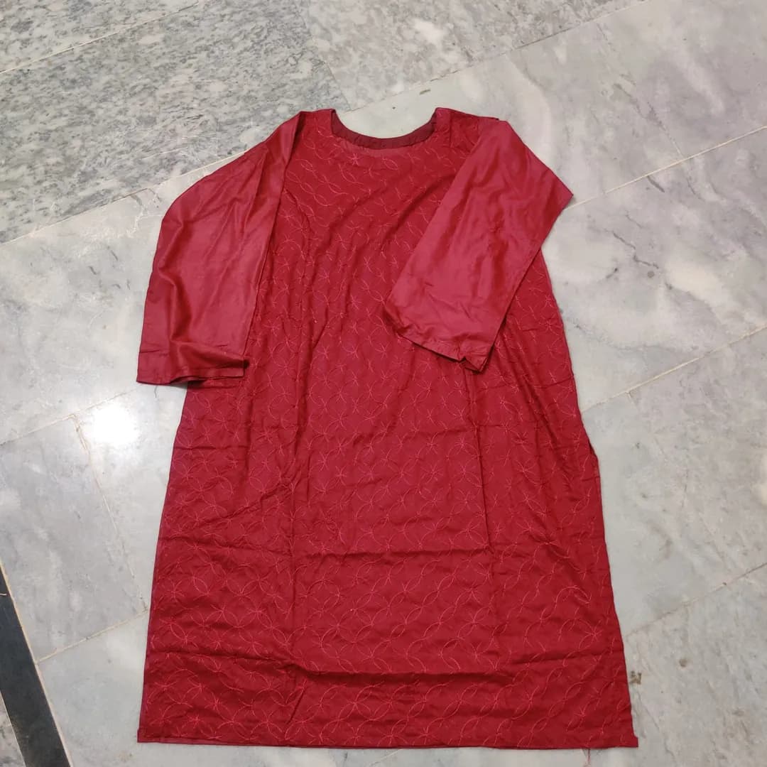 1 Pc Women's Stitched Arabic Lawn Embroidered Shirt