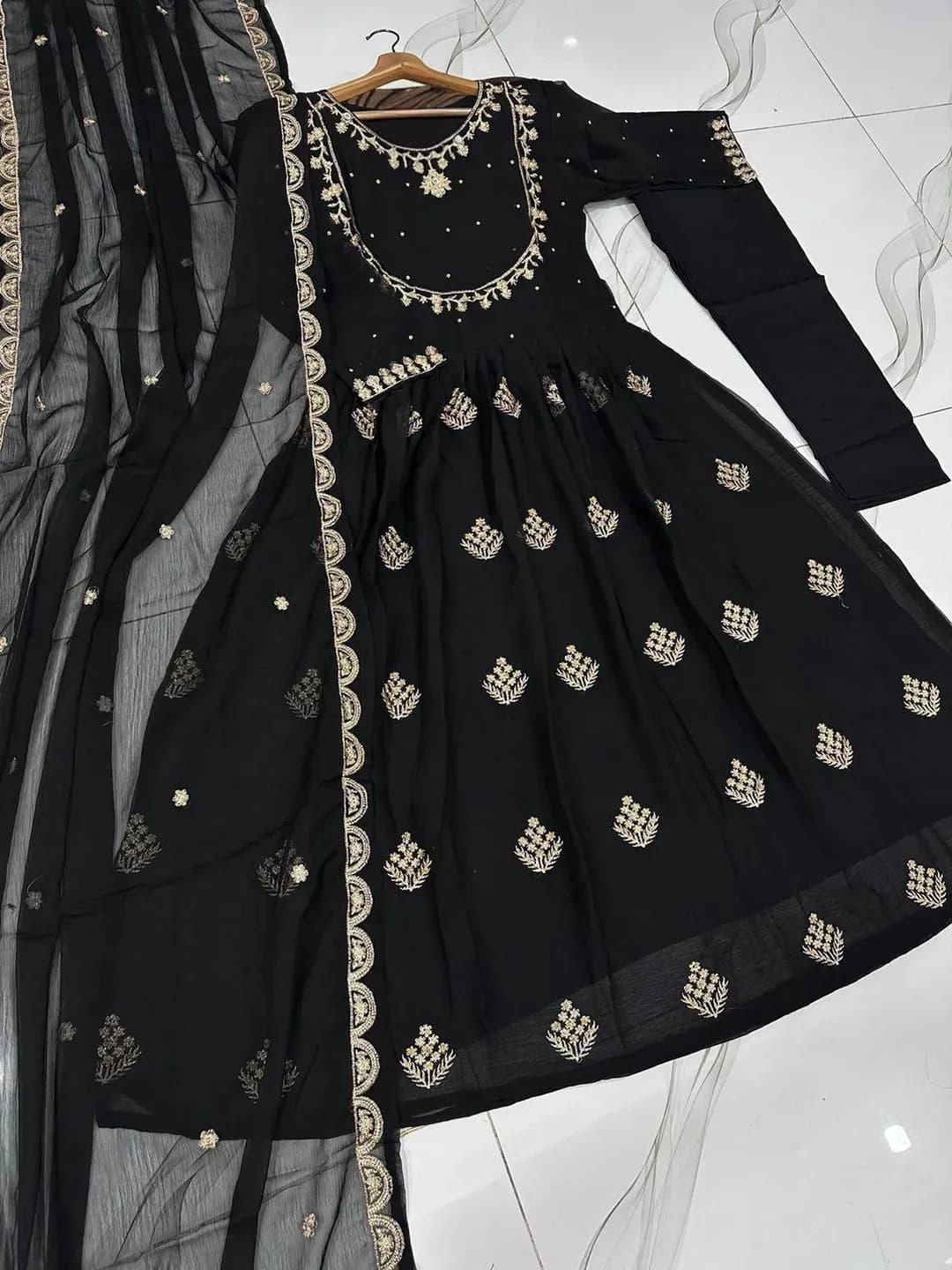 Black Embroidered Lehenga Set for Women