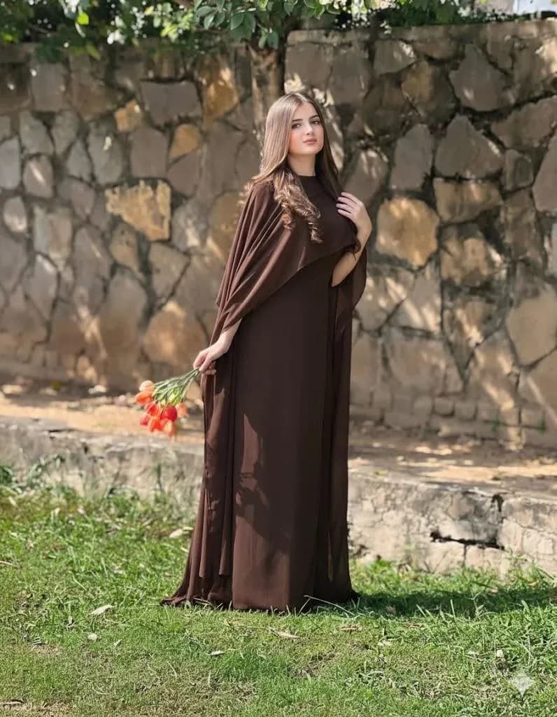 Brown Long Sleeve Gown Dress for Women
