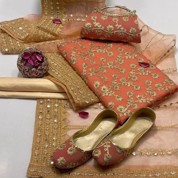 3 Pcs Women's Unstitched Embroidered Suit
