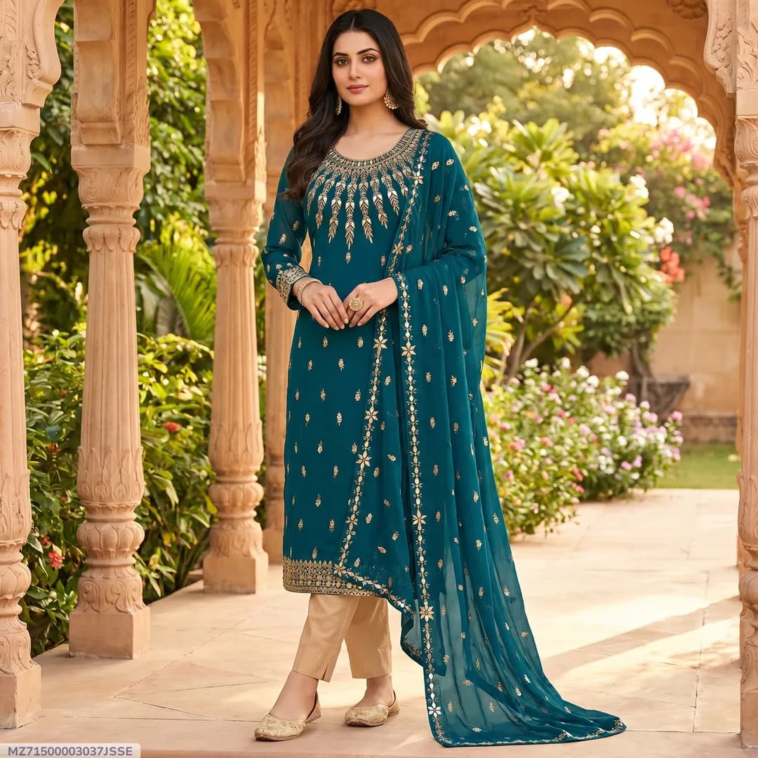 3 Pcs Women's Unstitched Embroidered Suit