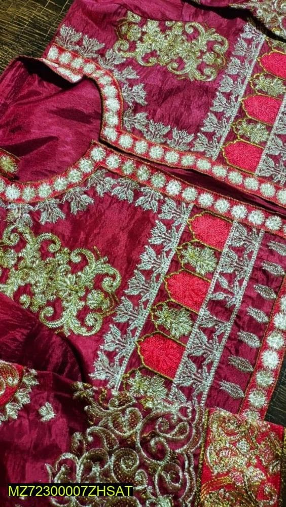 Red Katan Silk 3-Piece Wedding Set with Embroidery
