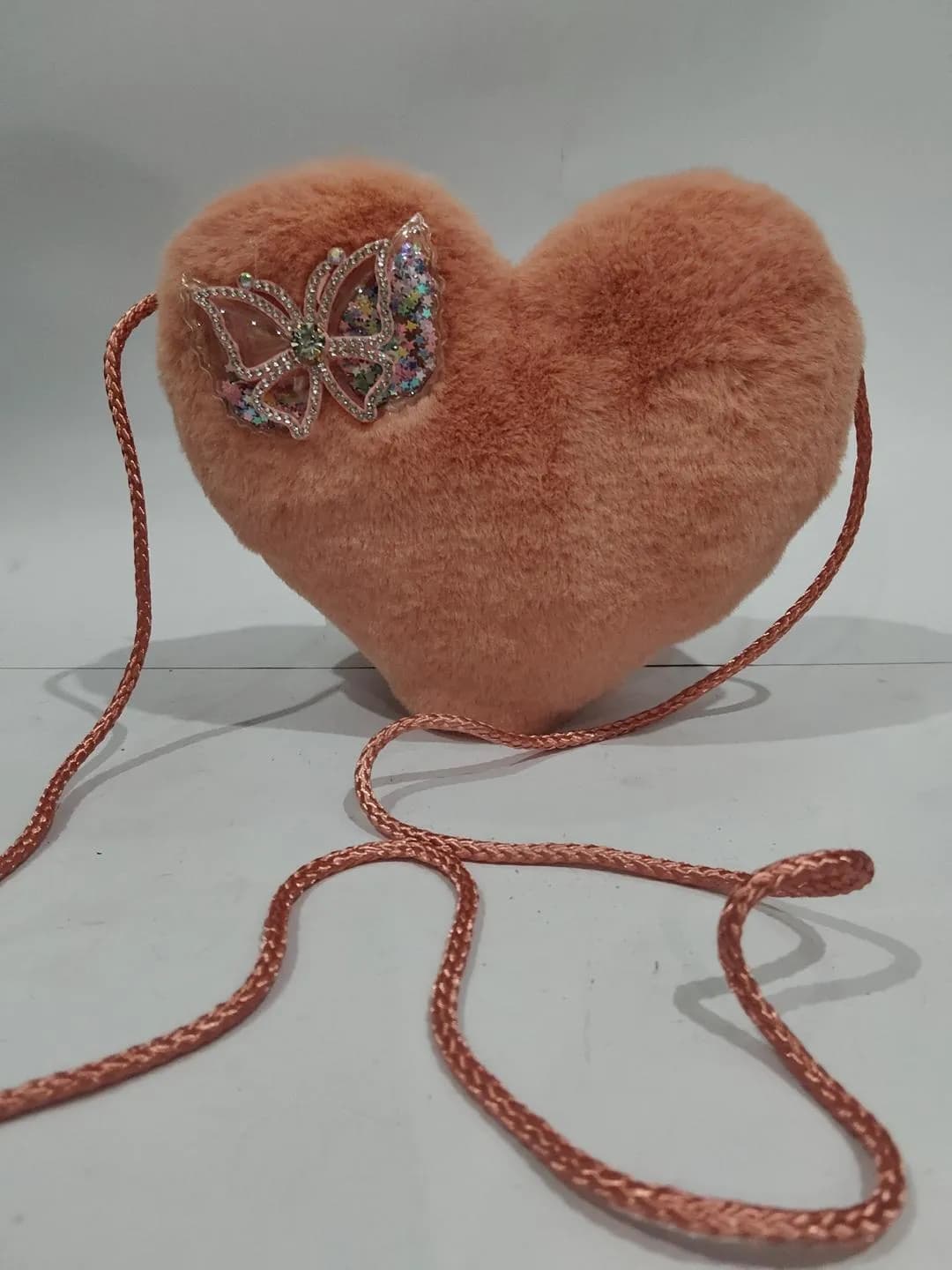 Heart Crossbody Bag Orange Butterfly Soft Plush